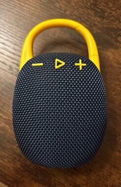 Portable Bluetooth Speaker Oval Blue/Yellow Carry Handle USB Input Open Box